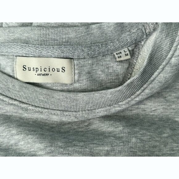 Suspicious Antwerp Sweatshirt Mens SZ Medium Gray Organic Cotton Sustainable 90s - Picture 10 of 14